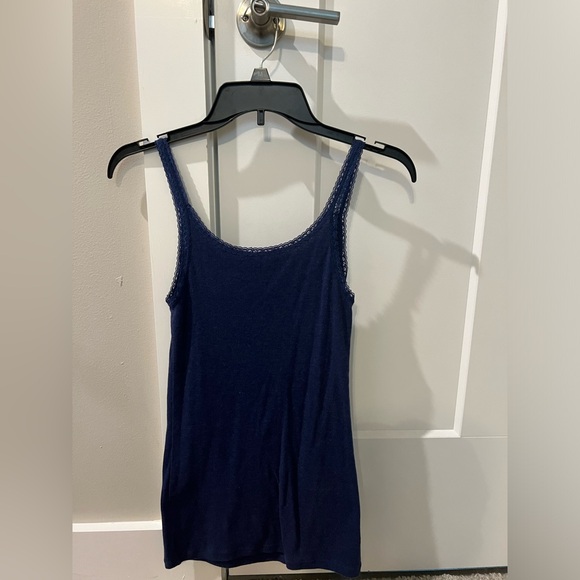 Old Navy Blue Tank with Lace on Straps and Around Collar - Picture 2 of 3